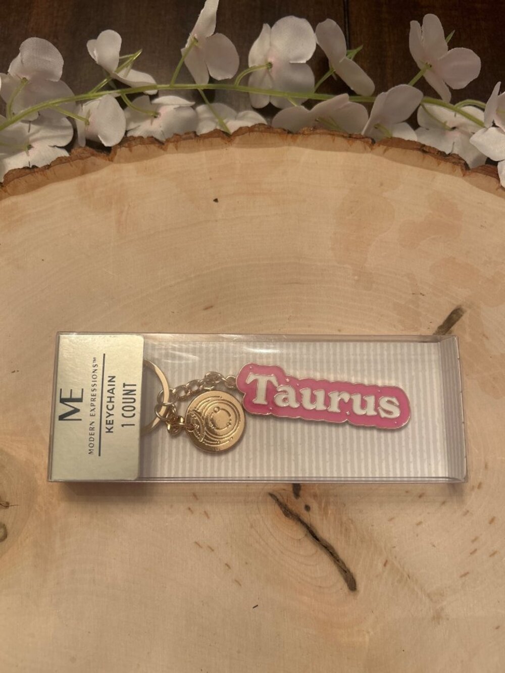 Taurus Zodiac Keychain - Pink & Gold Charm by Modern Expressions